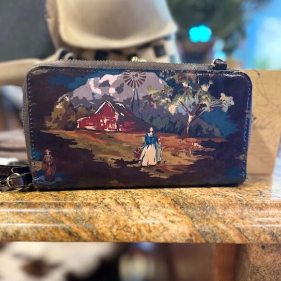 NWT Patricia Nash Leather Montana Prairie Skies Missoula Chocolate Crossbody - Picture 2 of 9